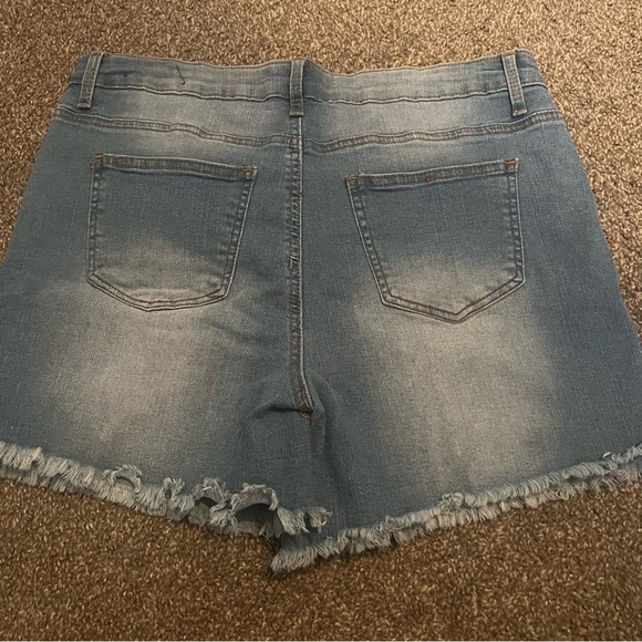 CopperFlash High Rise size 12 Blue Denim Distressed Shorts - Picture 2 of 4